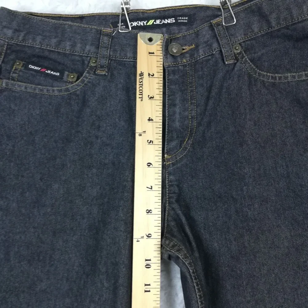 DKNY Womens Jeans Boot Cut Denim Black Wash Mid Rise Stretch 8‎